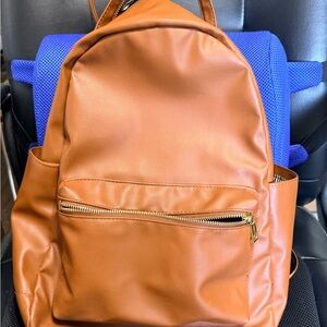 Tan Faux Leather Backpack - Versatile Everyday Bag
